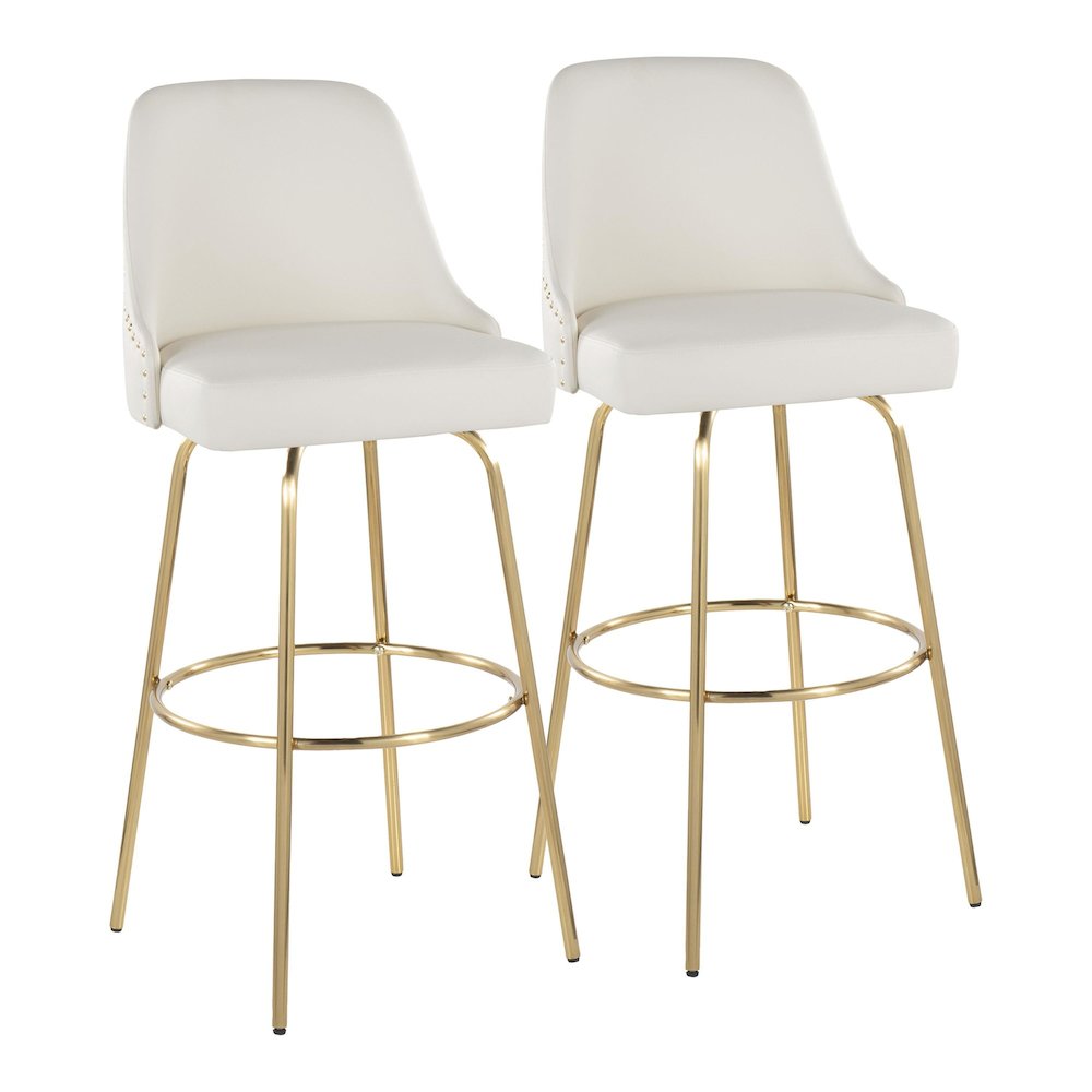 Studded Marcel 30" Fixed-Height Barstool - Set of  2. Picture 1