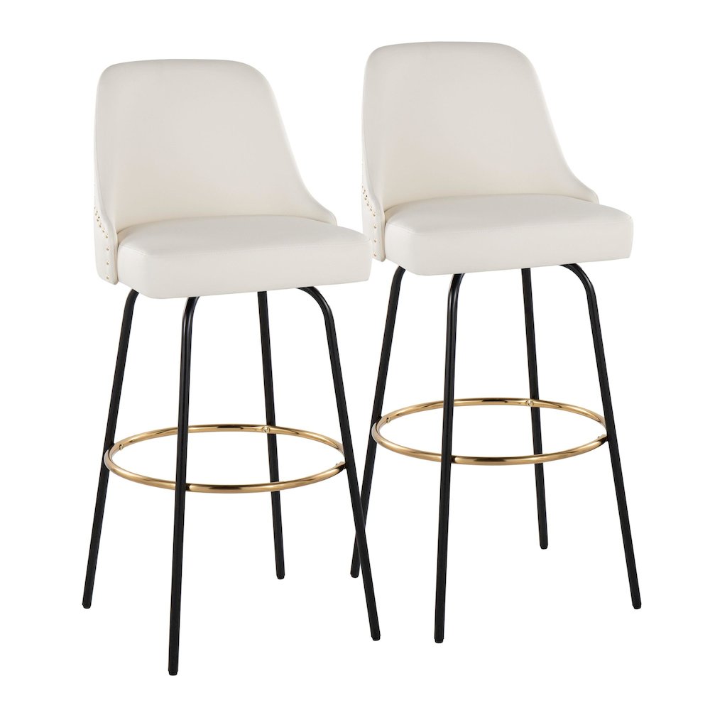 Studded Marcel 30" Fixed-Height Barstool - Set of 2. Picture 1