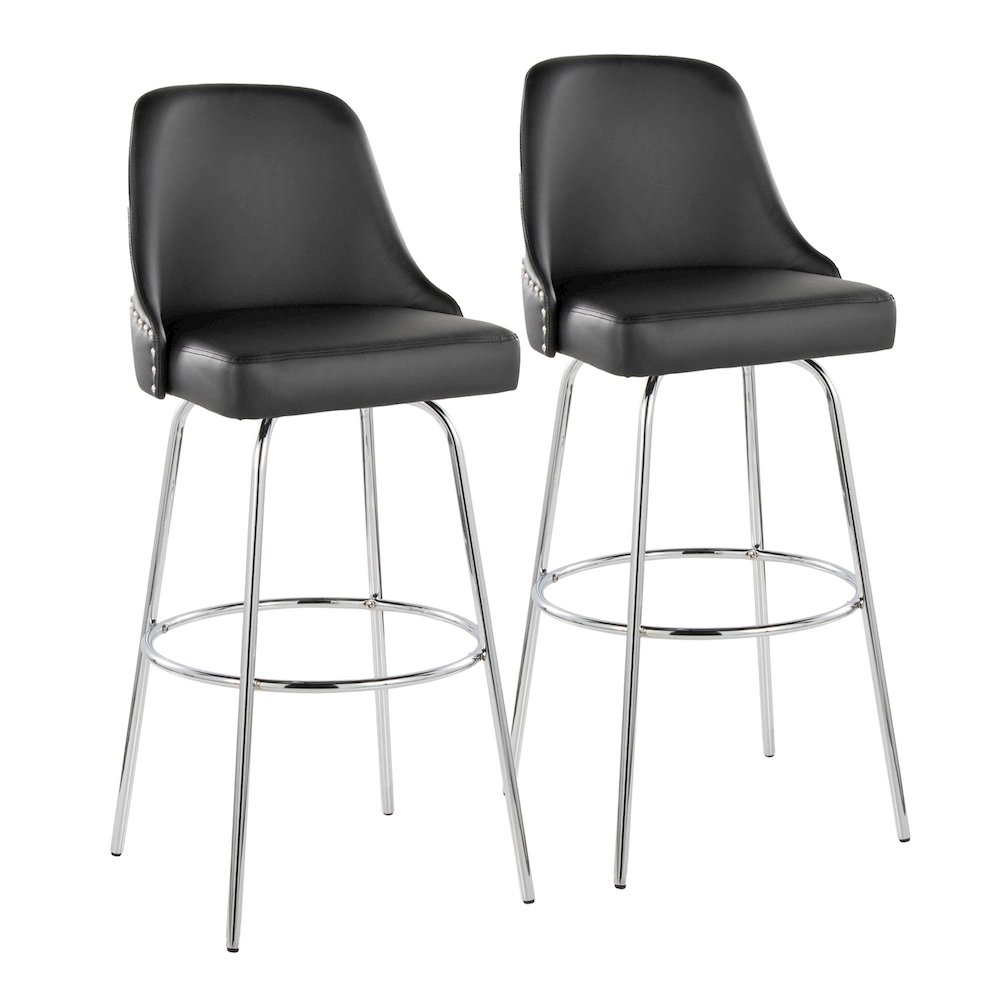Studded Marcel 30" Fixed-Height Barstool - Set of 2. Picture 1
