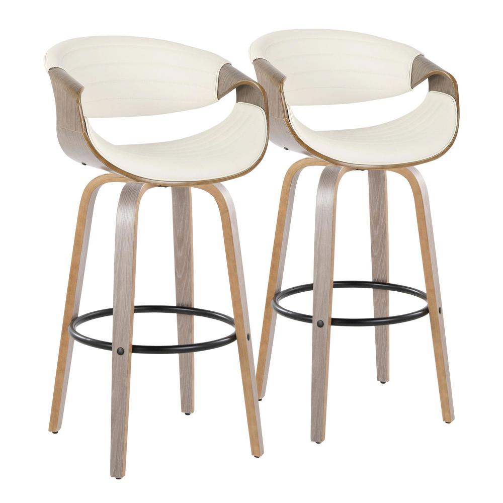 Grey Symphony 30" Fixed-Height Barstool - Set of 2. Picture 1