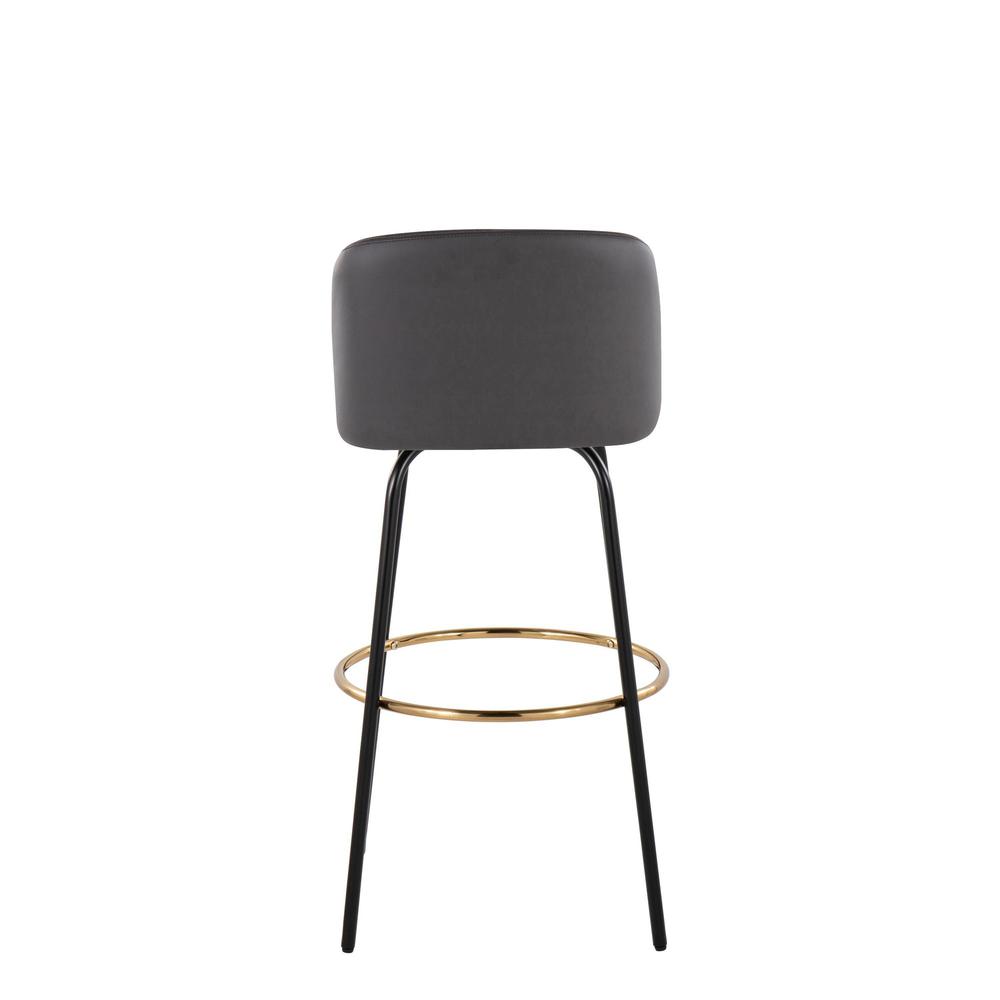 Grey PU, Black Metal, Gold Metal Toriano 30" Fixed Height Barstool - Set of 2. Picture 5