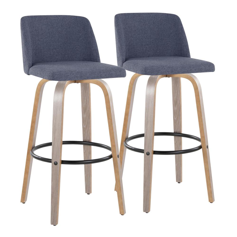 Black Toriano 30" Fixed-Height Barstool - Set of 2. Picture 1