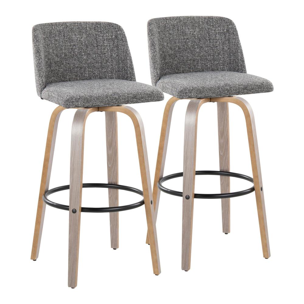 Black Toriano 30" Fixed-Height Barstool - Set of 2. Picture 1