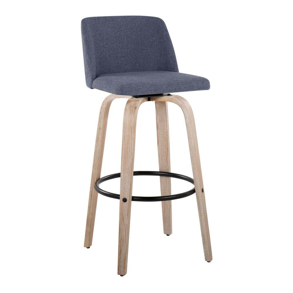Blue Toriano 30" Fixed-Height Barstool - Set of 2. Picture 6