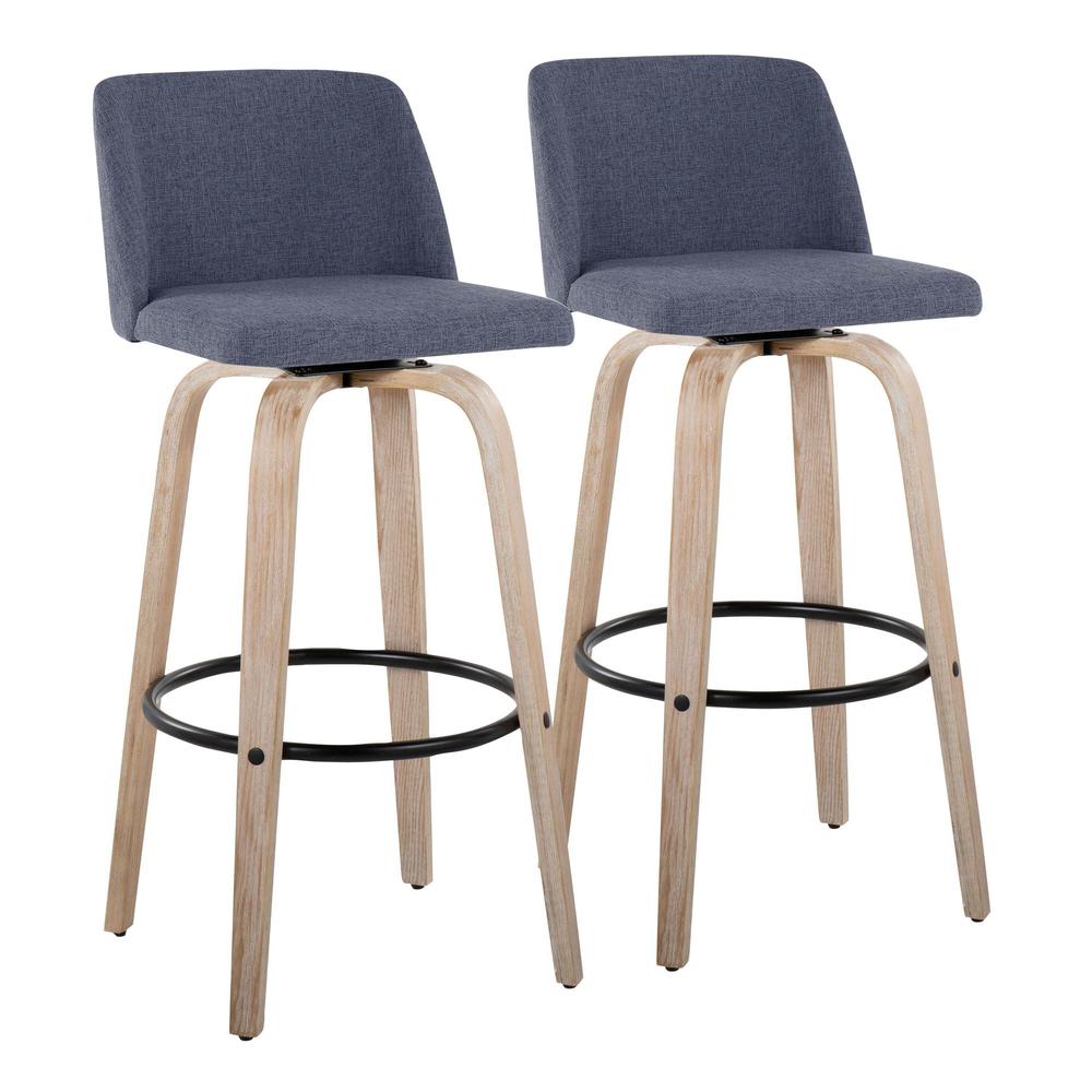 Blue Toriano 30" Fixed-Height Barstool - Set of 2. Picture 5
