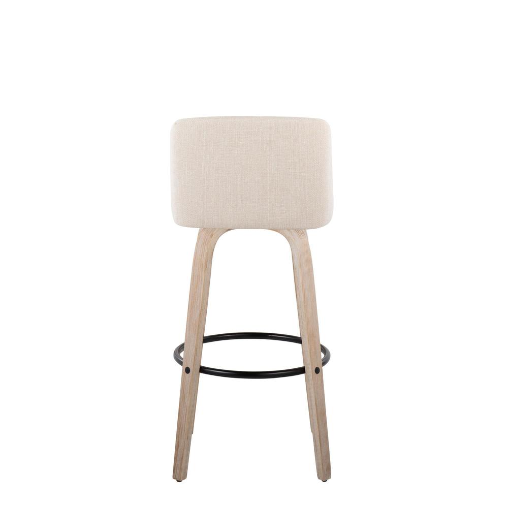 White Toriano 30" Fixed Height Barstool - Set of 2. Picture 5