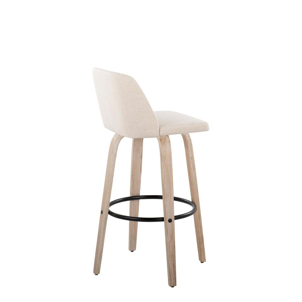 White Toriano 30" Fixed Height Barstool - Set of 2. Picture 4