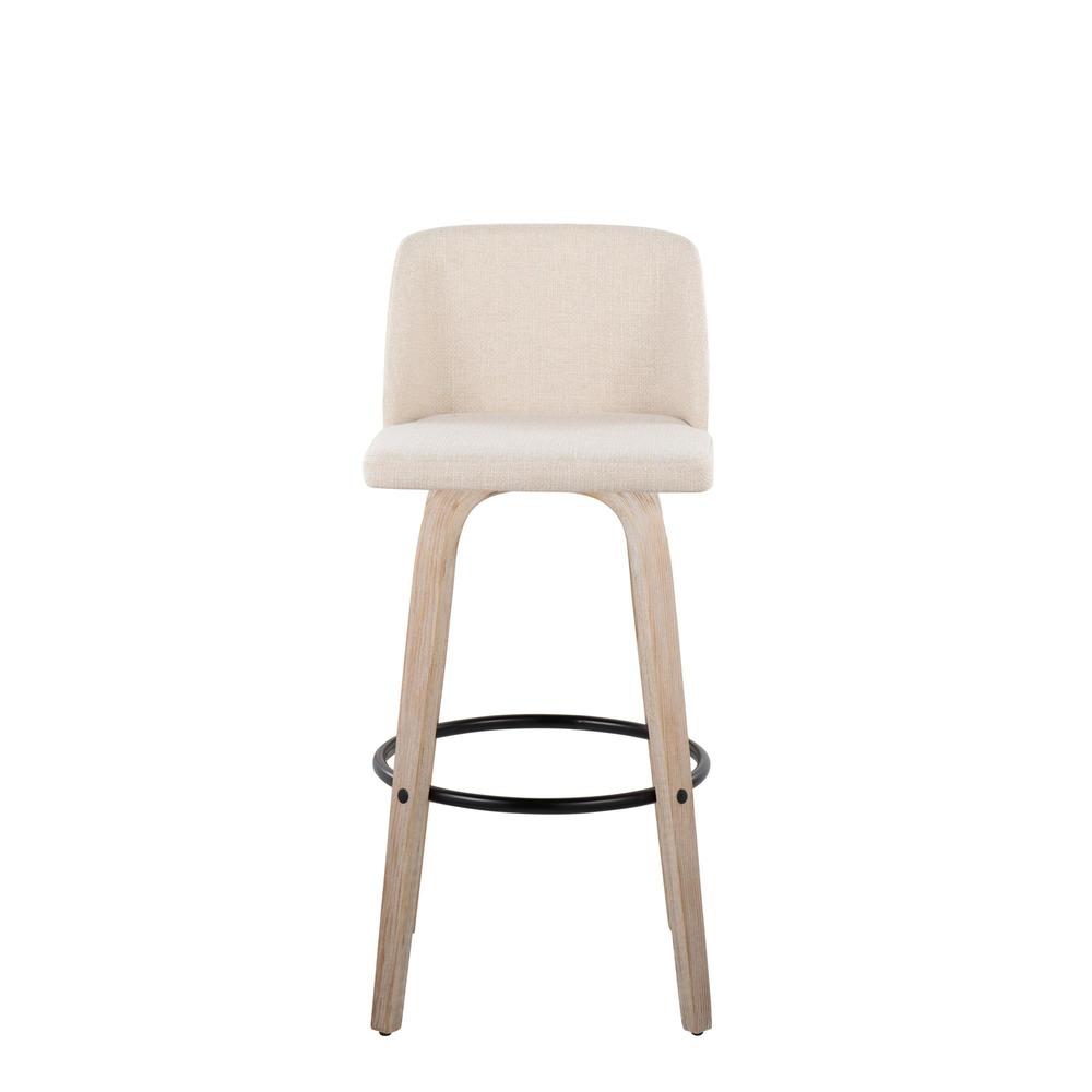 White Toriano 30" Fixed Height Barstool - Set of 2. Picture 6