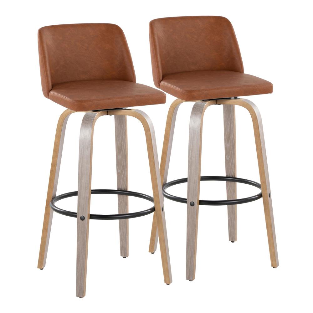 Black Toriano 30" Fixed-Height Barstool - Set of 2. Picture 1