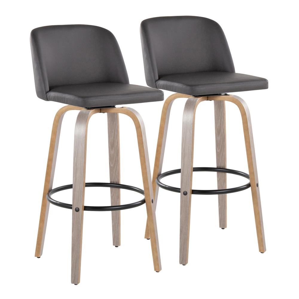 Black Toriano 30" Fixed-Height Barstool - Set of 2. Picture 1