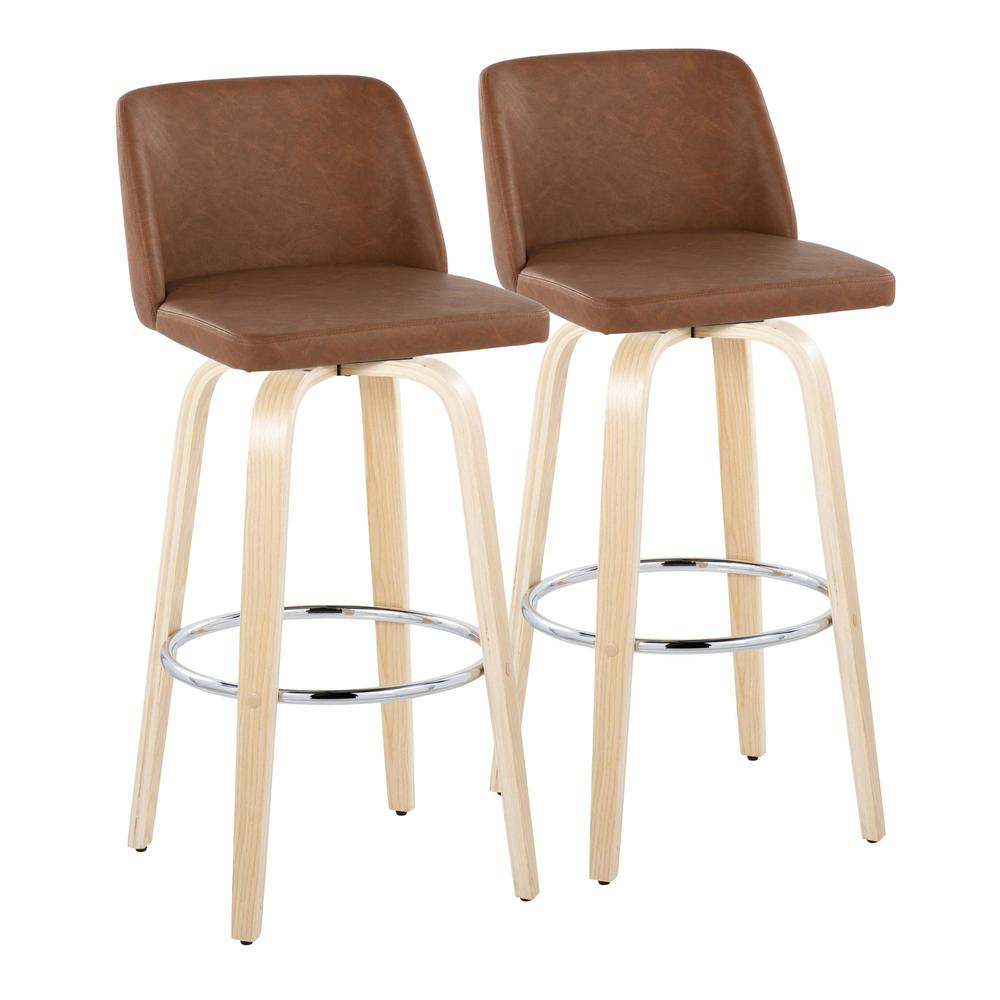 Brown Toriano 30" Fixed-Height Barstool - Set of 2. Picture 1