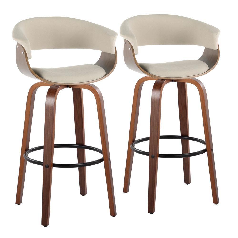 Beige Vintage Mod 30" Fixed-Height Barstool - Set of 2. Picture 1