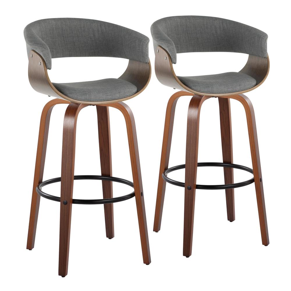 Grey Vintage Mod 30" Fixed-Height Barstool - Set of 2. Picture 1