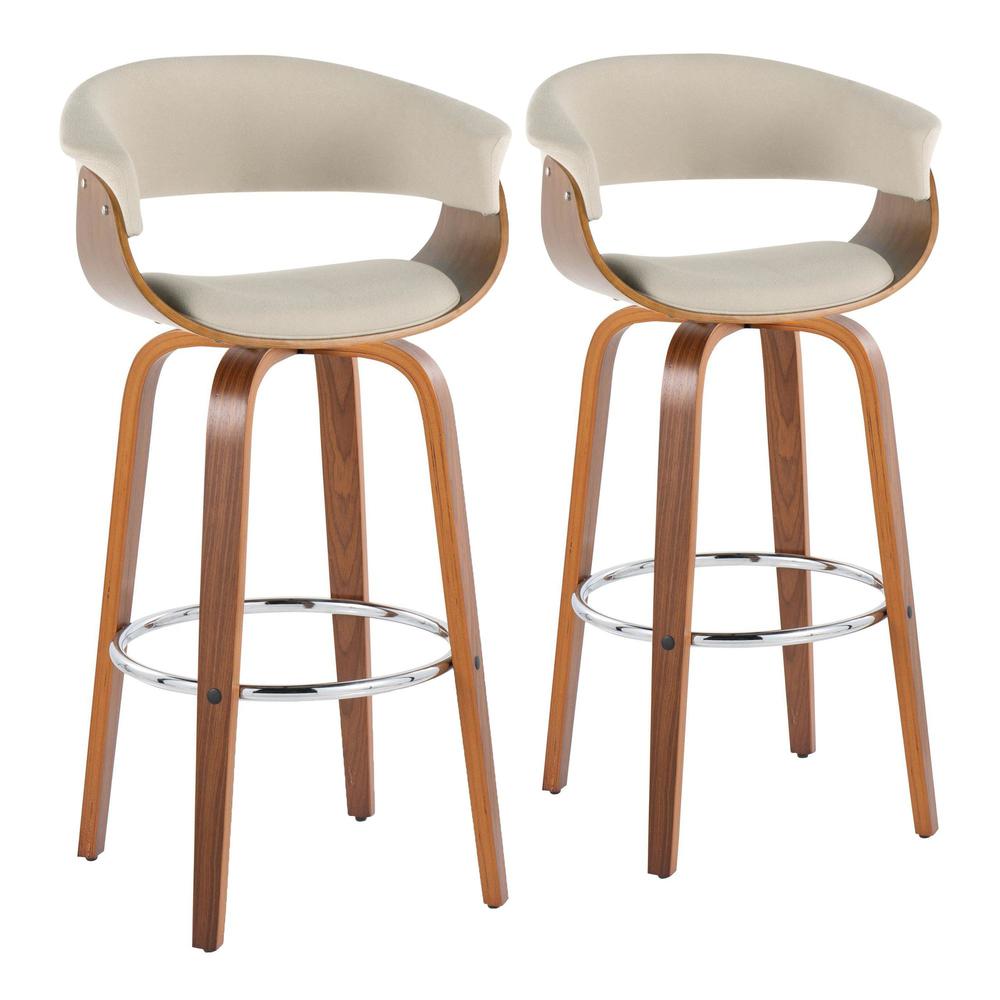 Beige Vintage Mod 30" Fixed-Height Barstool - Set of 2. Picture 1
