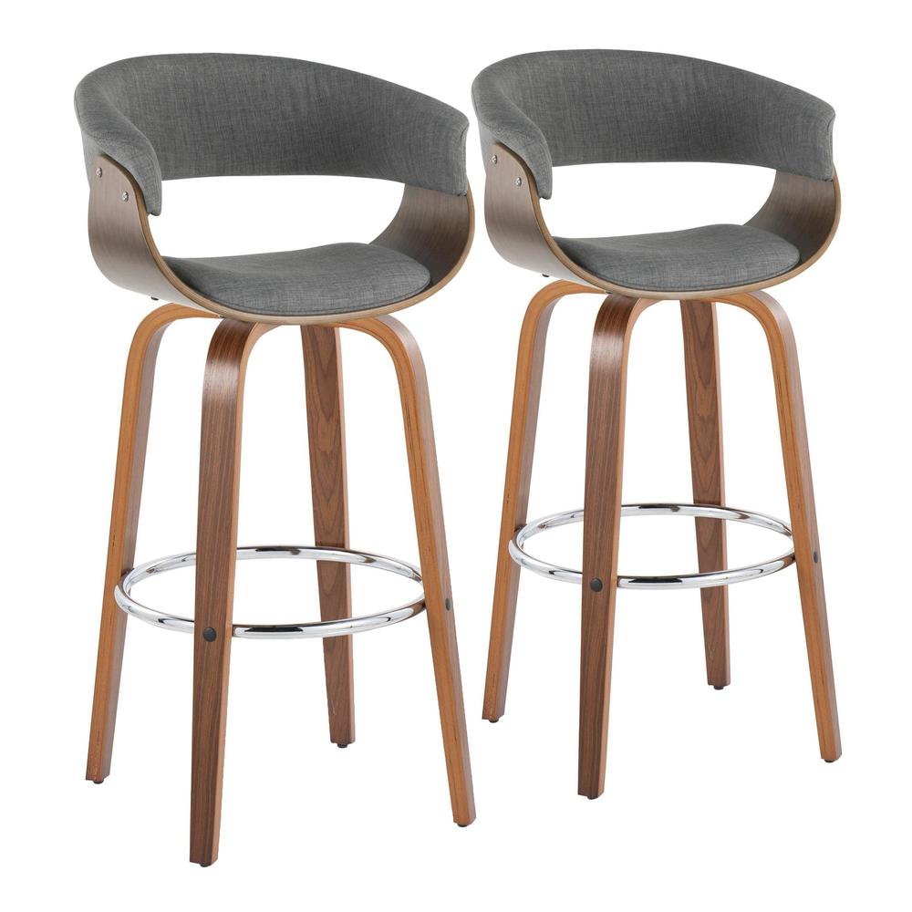 Grey Vintage Mod 30" Fixed-Height Barstool - Set of 2. Picture 1