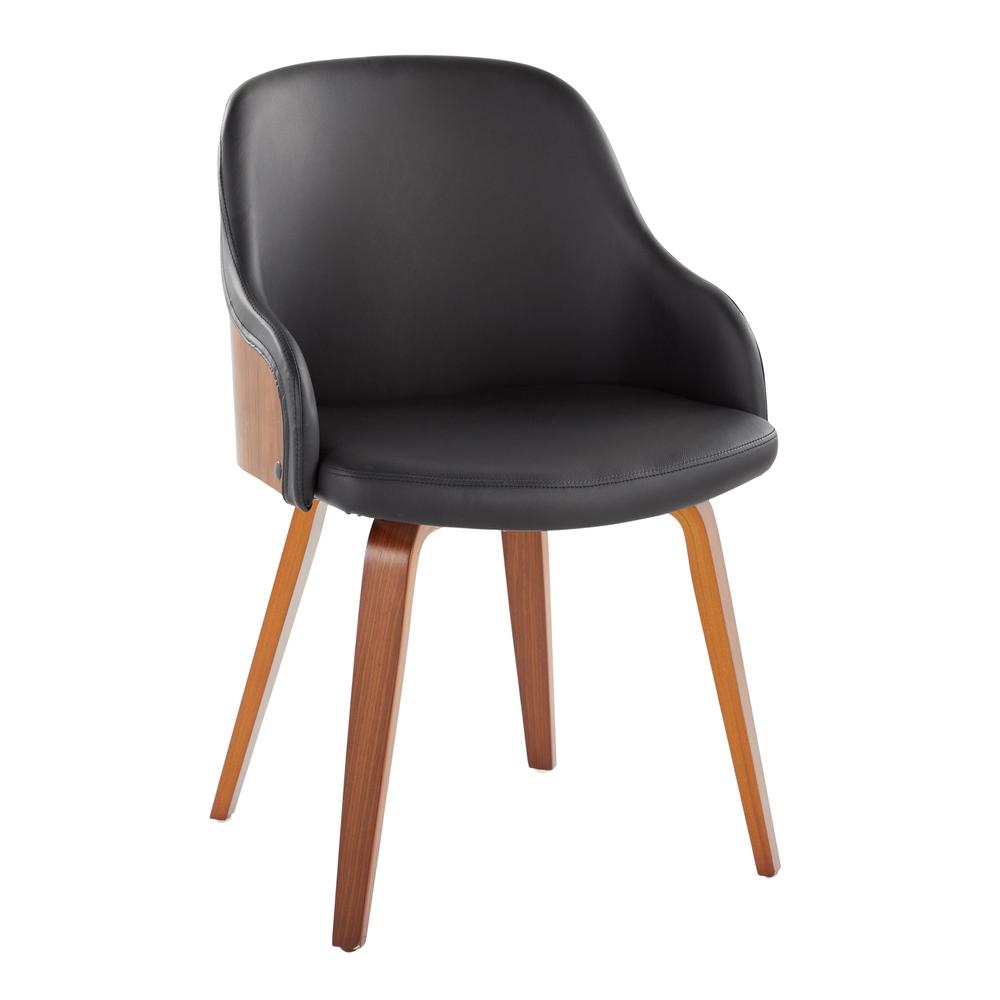Walnut Wood, Black PU Bacci Chair. Picture 1