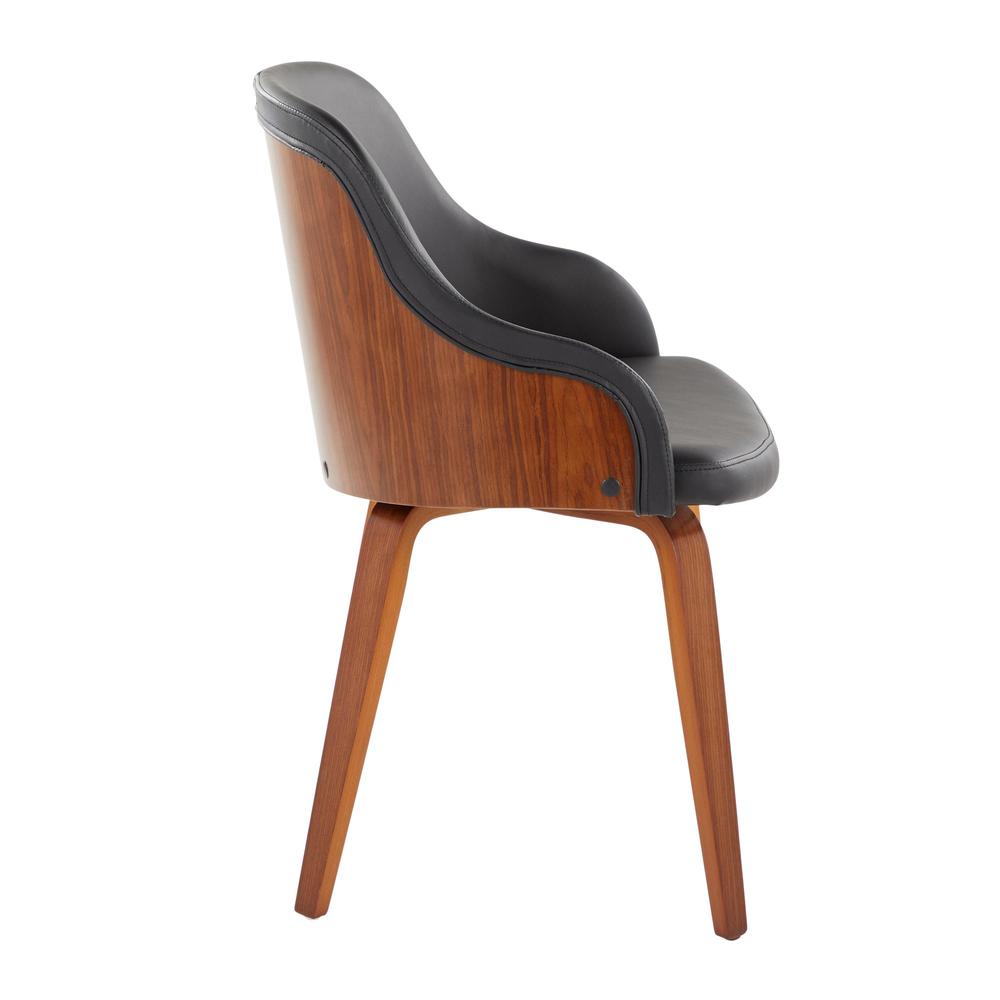 Walnut Wood, Black PU Bacci Chair. Picture 2