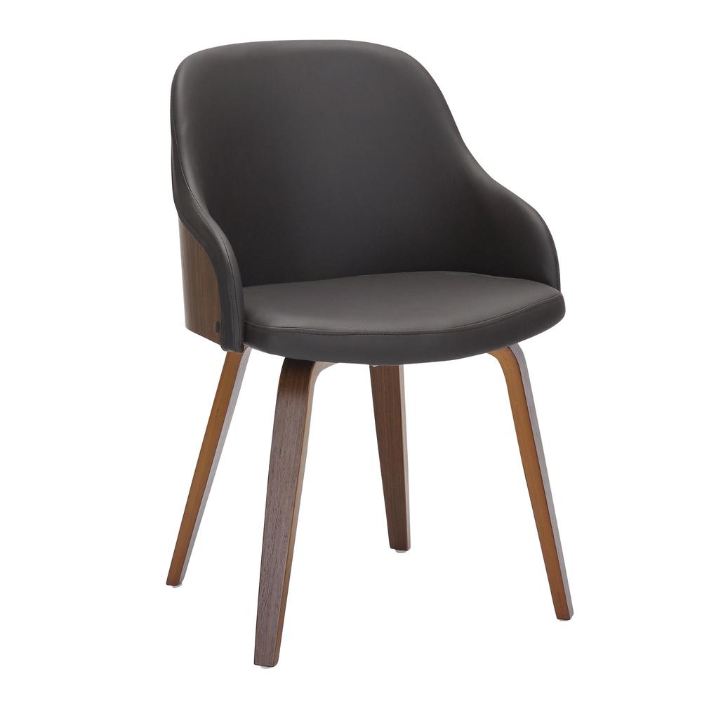 Walnut Wood, Brown PU Bacci Chair. Picture 1