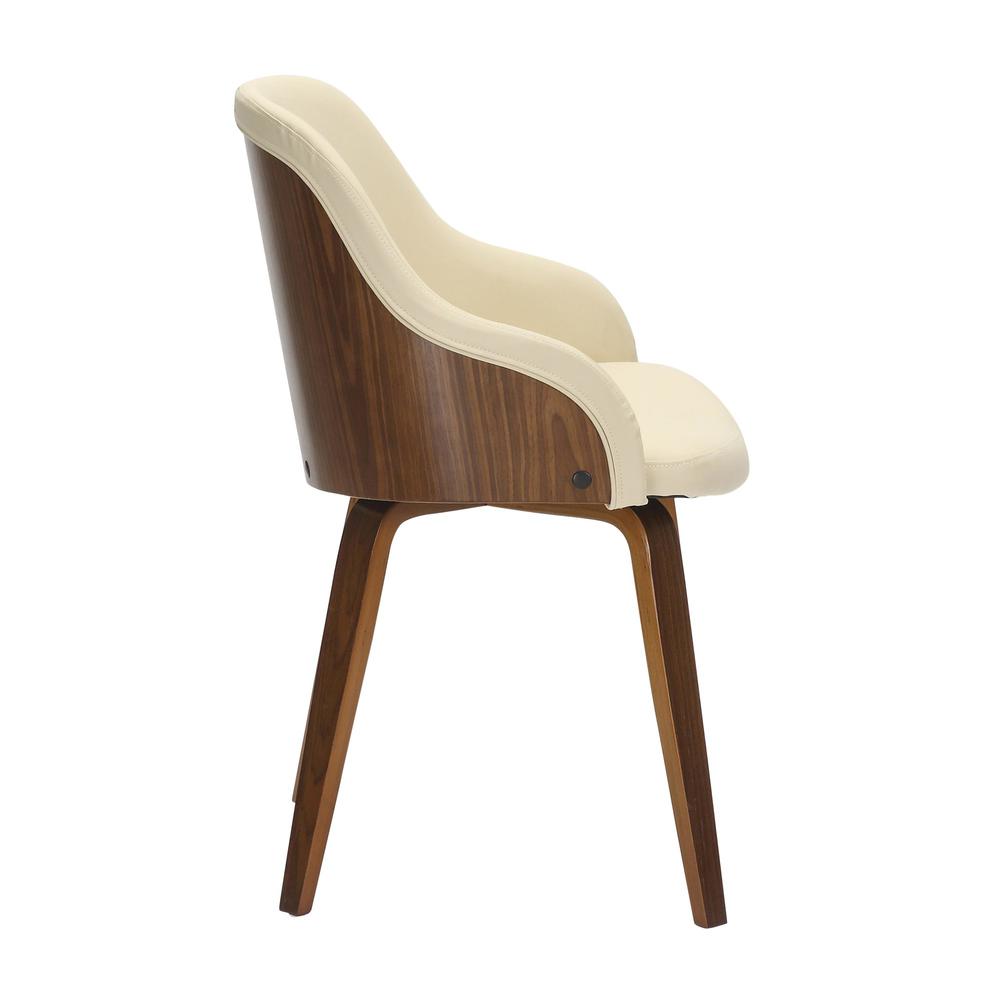 Walnut Wood, Cream PU Bacci Chair. Picture 2