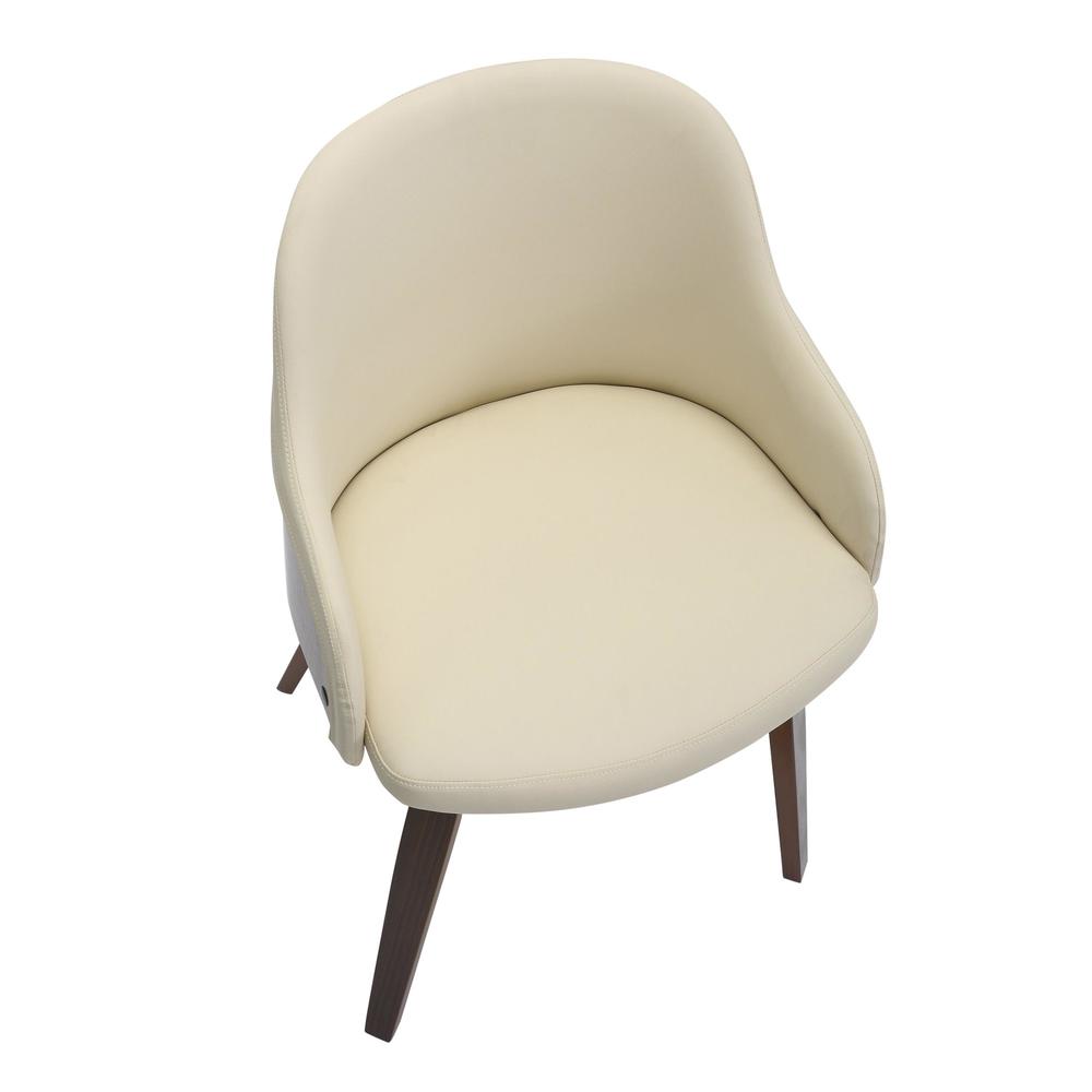 Walnut Wood, Cream PU Bacci Chair. Picture 6