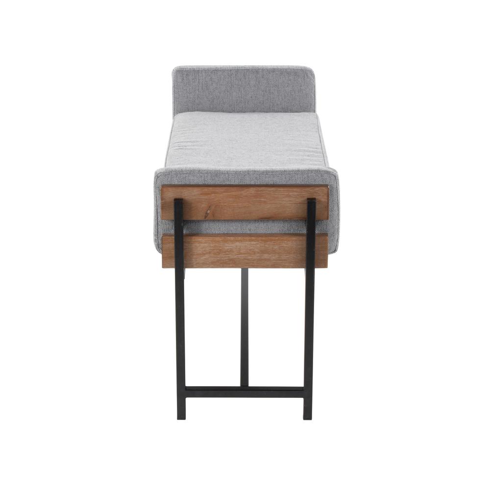 Black Metal, Brown Wood, Light Grey Fabric Kari Bench. Picture 2