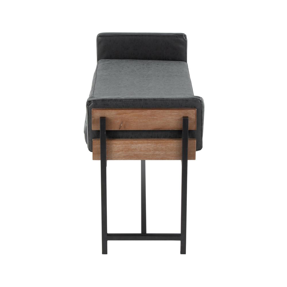 Black Metal, Brown Wood, Black PU Kari Bench. Picture 2