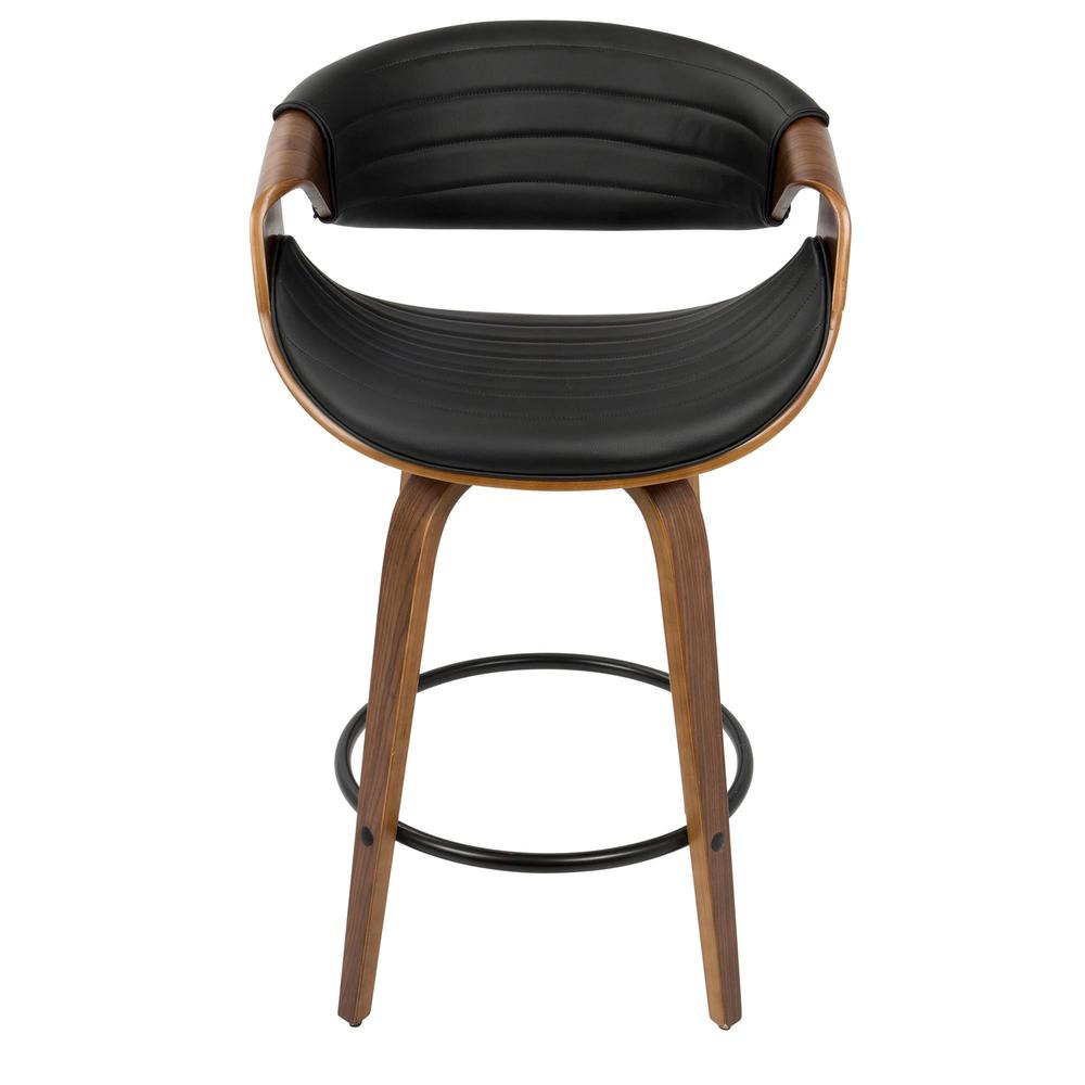 Walnut Wood, Black PU, Black Metal Symphony Counter Stool - Set of 2. Picture 7