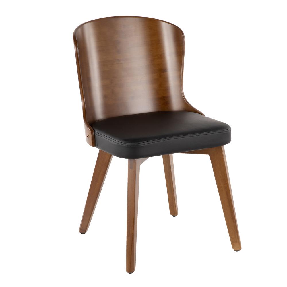 Walnut Bamboo, Black PU Bocello Chair. Picture 1