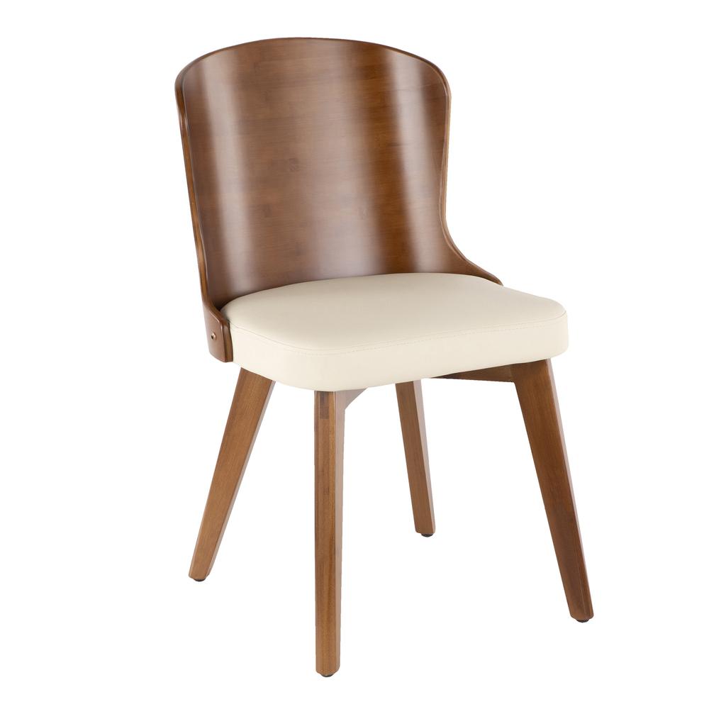 Walnut Bamboo, Cream PU Bocello Chair. Picture 1