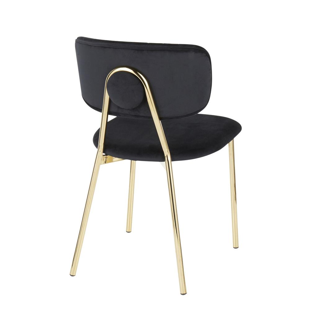 Gold Metal, Black Velvet Bouton Chair - Set of 2. Picture 4
