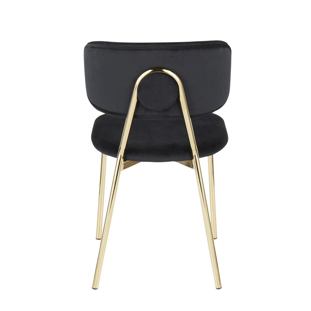 Gold Metal, Black Velvet Bouton Chair - Set of 2. Picture 5