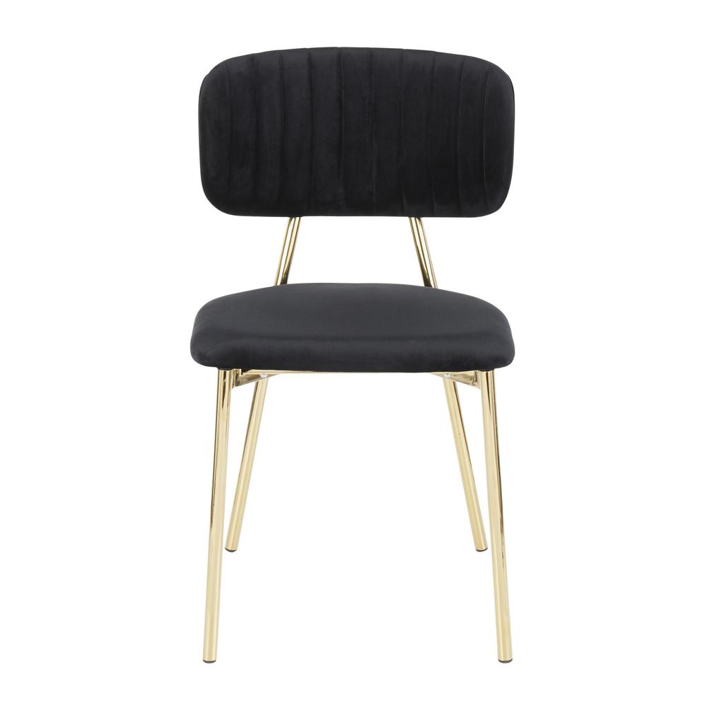 Gold Metal, Black Velvet Bouton Chair - Set of 2. Picture 6