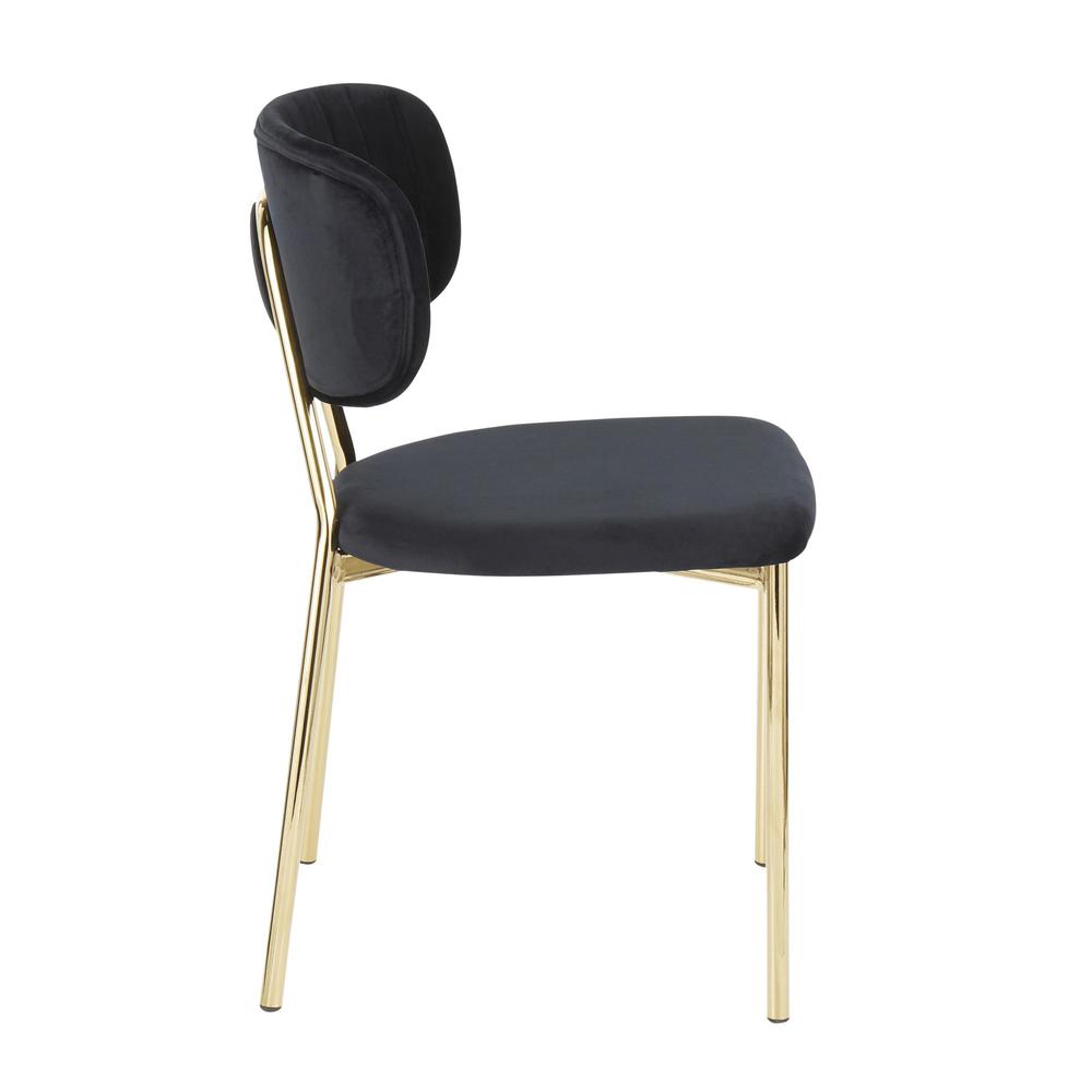 Gold Metal, Black Velvet Bouton Chair - Set of 2. Picture 3