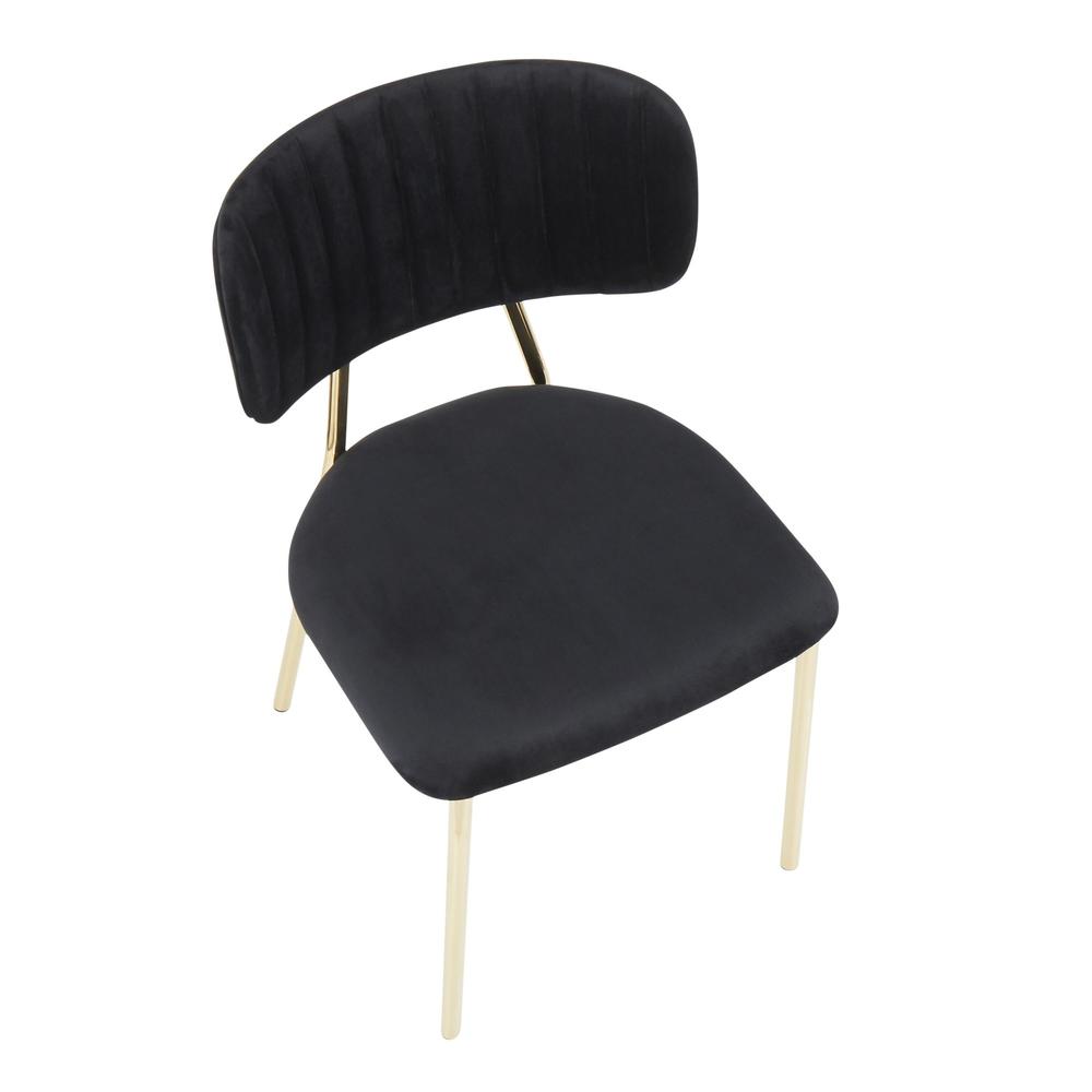 Gold Metal, Black Velvet Bouton Chair - Set of 2. Picture 7