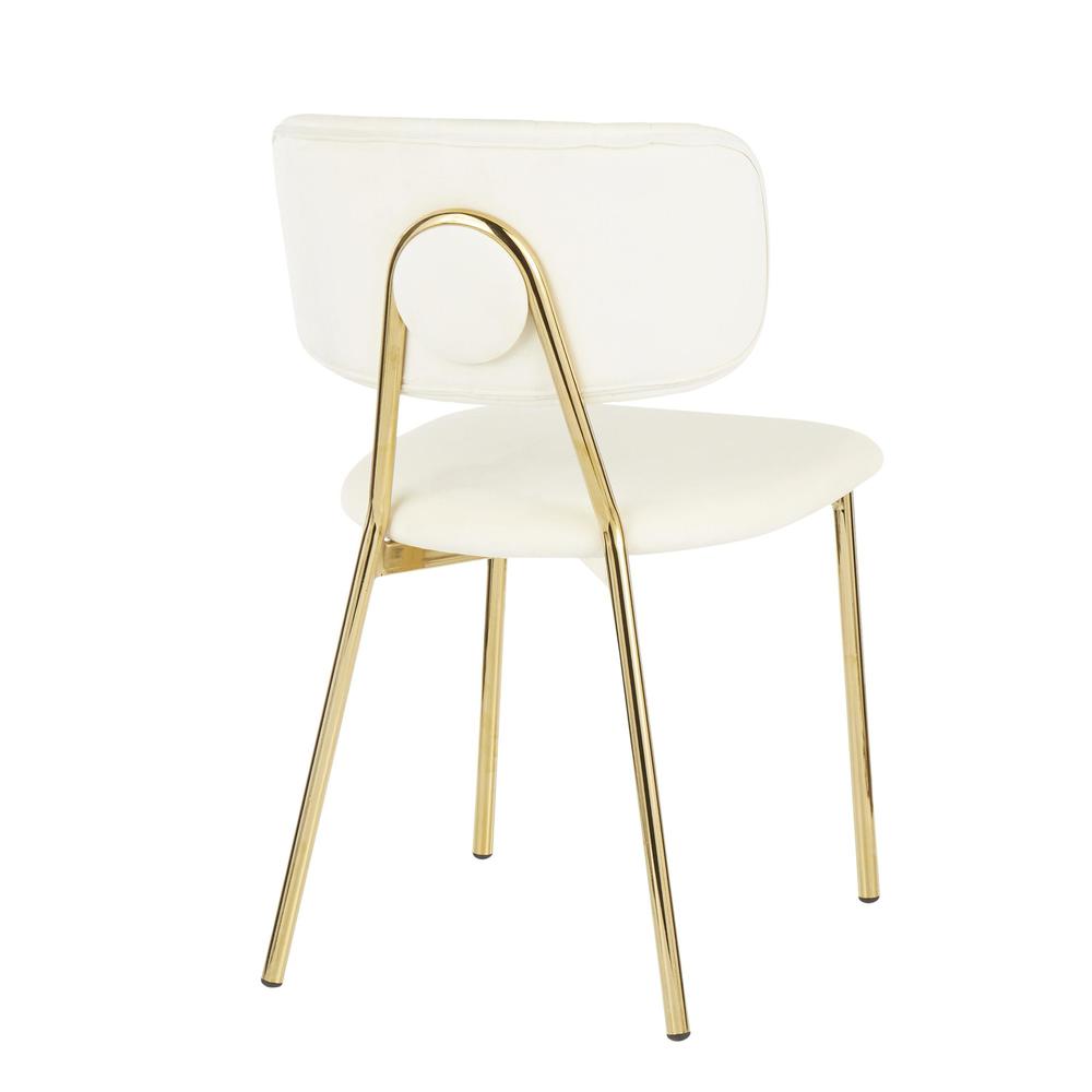 Gold Metal, Cream Velvet Bouton Chair - Set of 2. Picture 4