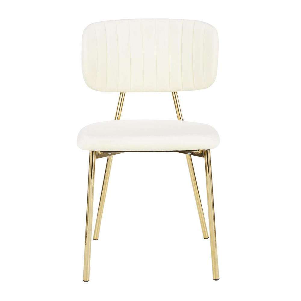 Gold Metal, Cream Velvet Bouton Chair - Set of 2. Picture 6