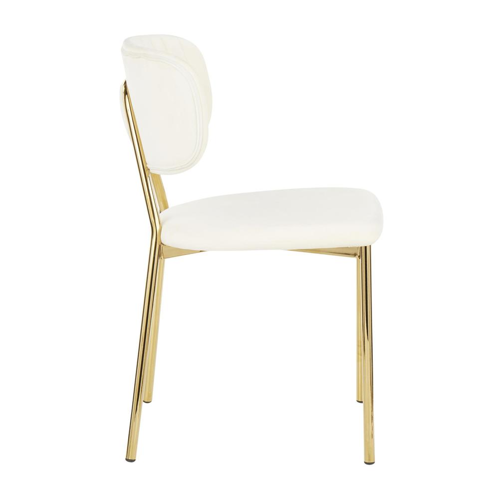 Gold Metal, Cream Velvet Bouton Chair - Set of 2. Picture 3