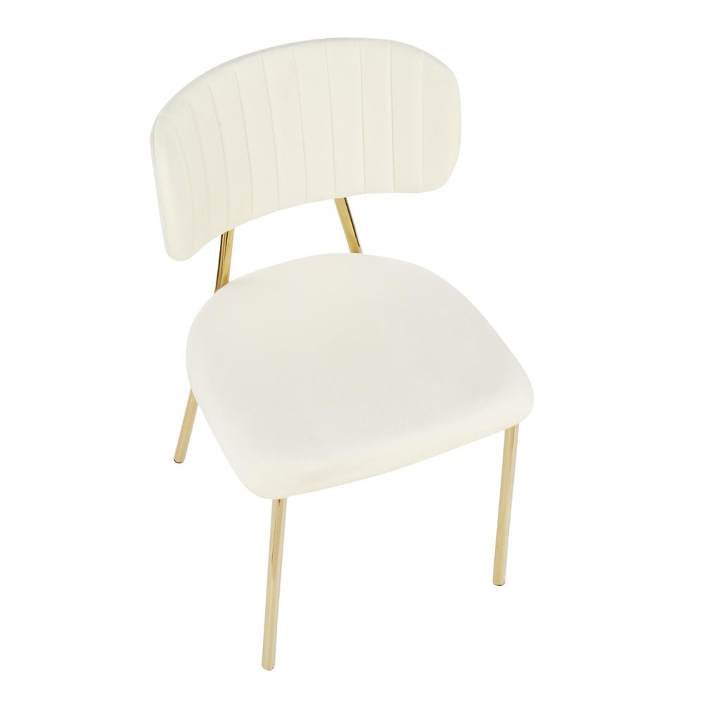 Gold Metal, Cream Velvet Bouton Chair - Set of 2. Picture 7