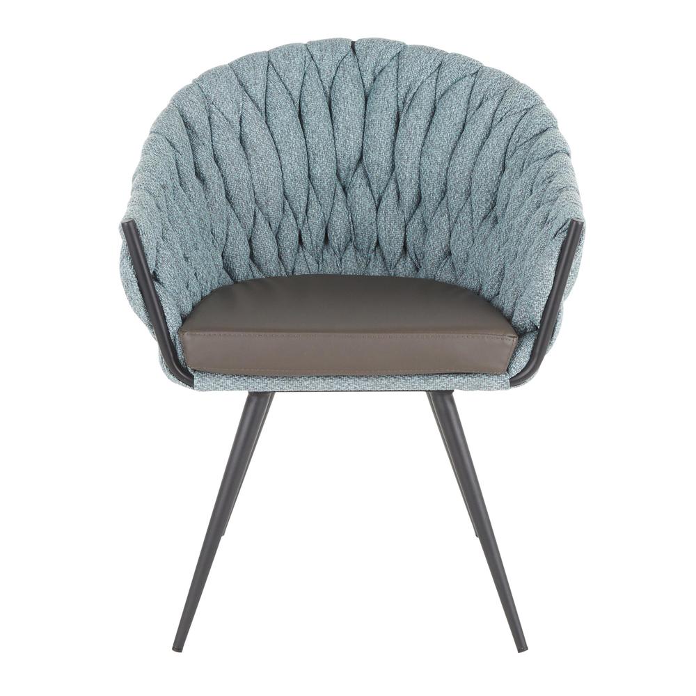 Black Metal, Grey PU, Blue Fabric Braided Matisse Chair. Picture 5