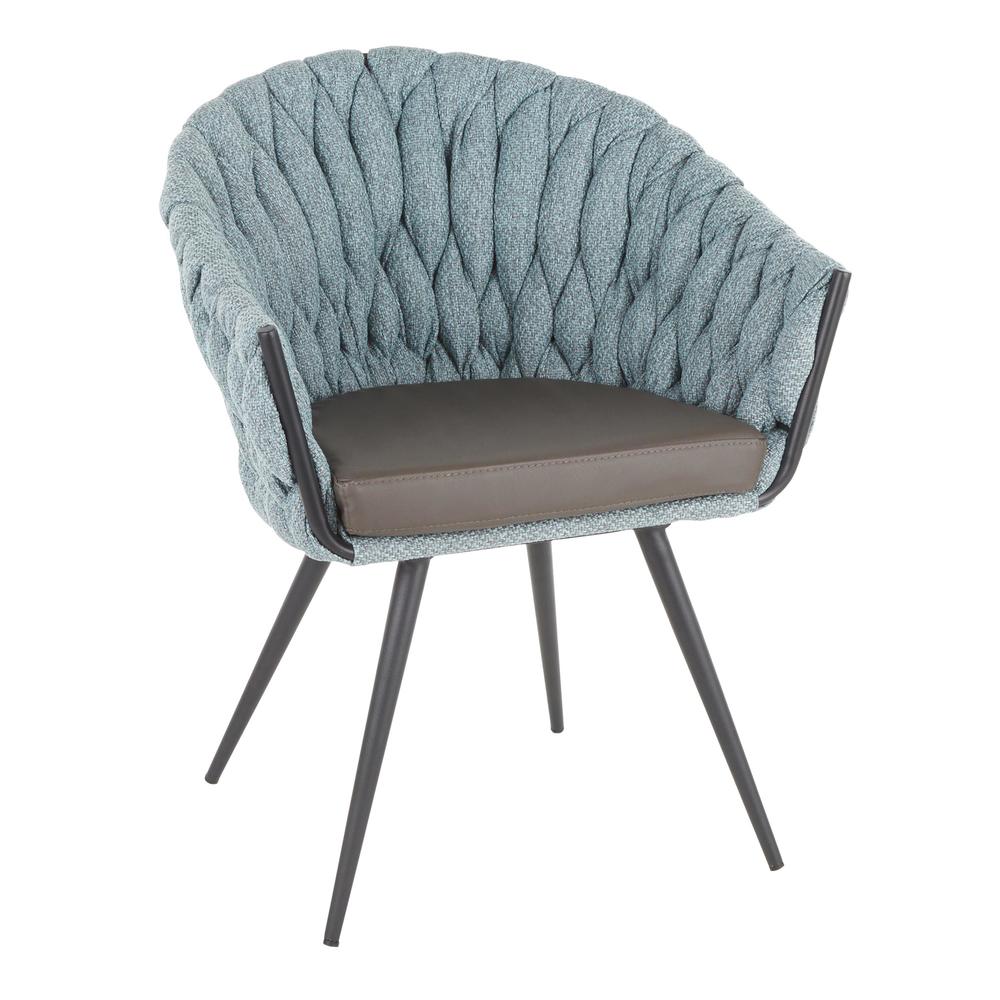 Black Metal, Grey PU, Blue Fabric Braided Matisse Chair. Picture 1