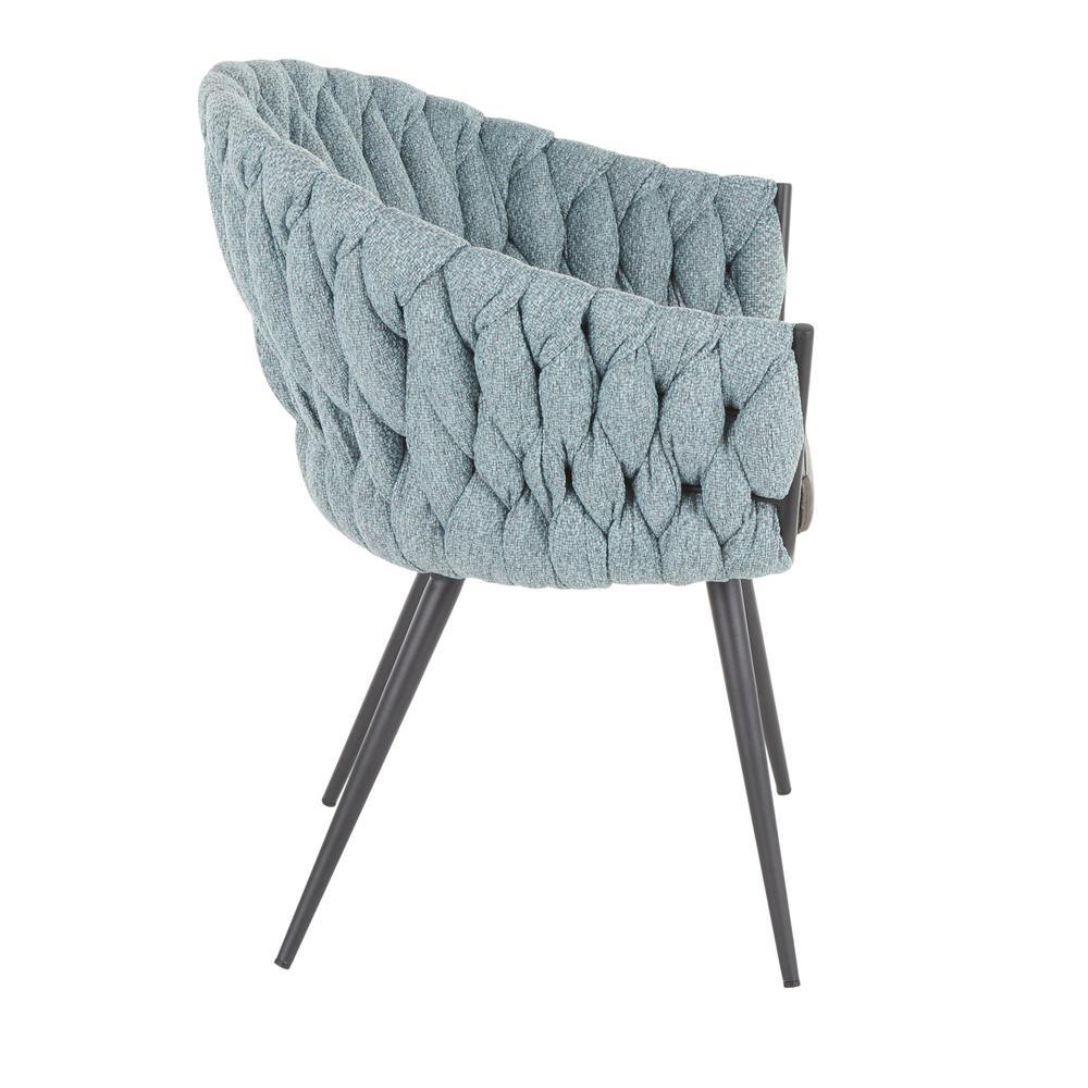 Black Metal, Grey PU, Blue Fabric Braided Matisse Chair. Picture 2