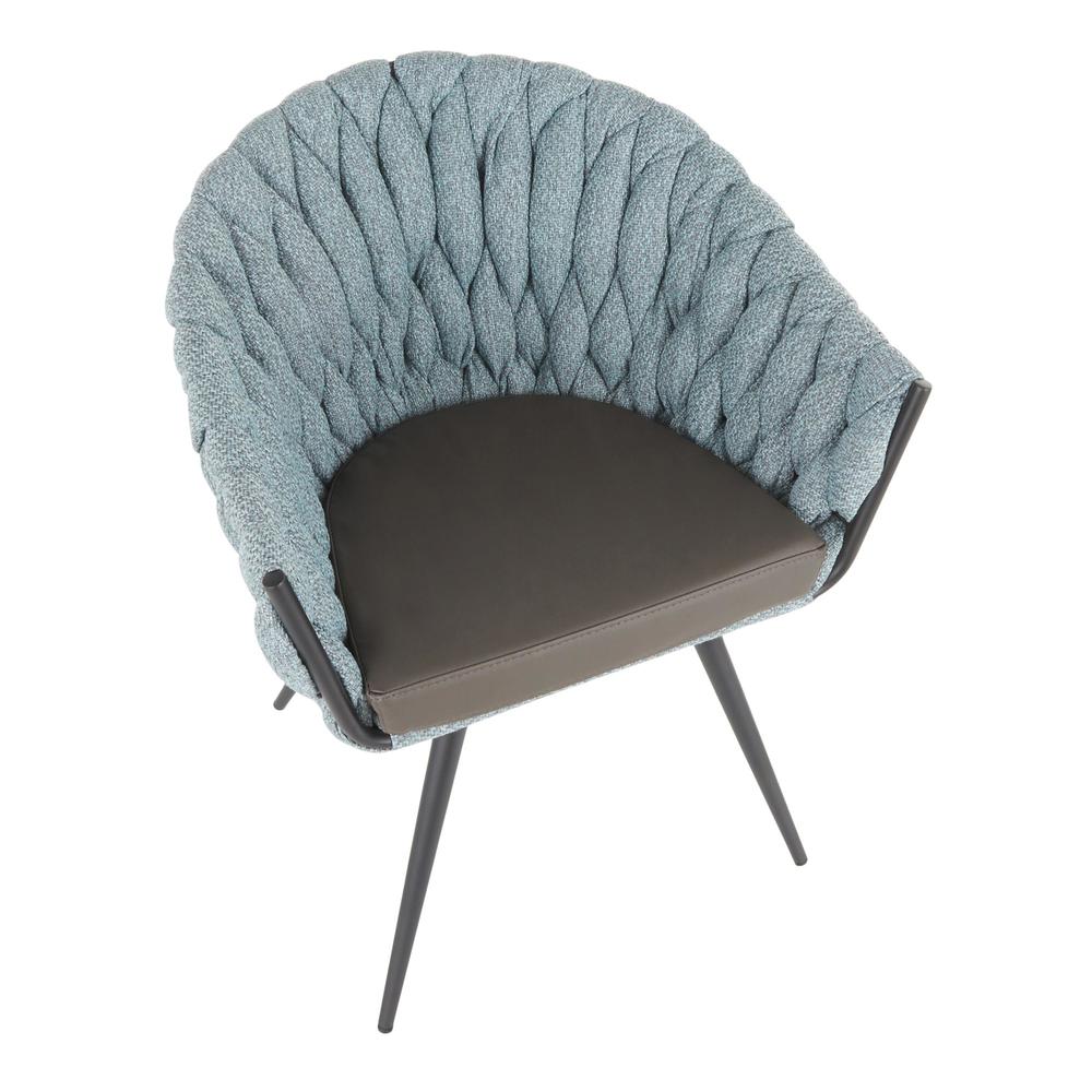 Black Metal, Grey PU, Blue Fabric Braided Matisse Chair. Picture 6