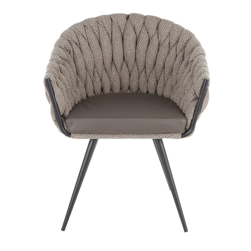 Black Frame, Grey PU, Grey Fabric Braided Matisse Chair. Picture 5