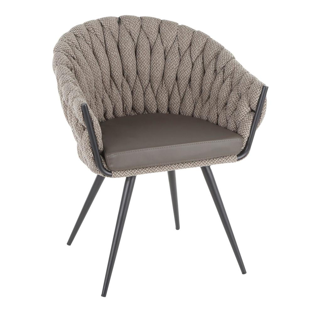Black Frame, Grey PU, Grey Fabric Braided Matisse Chair. Picture 1