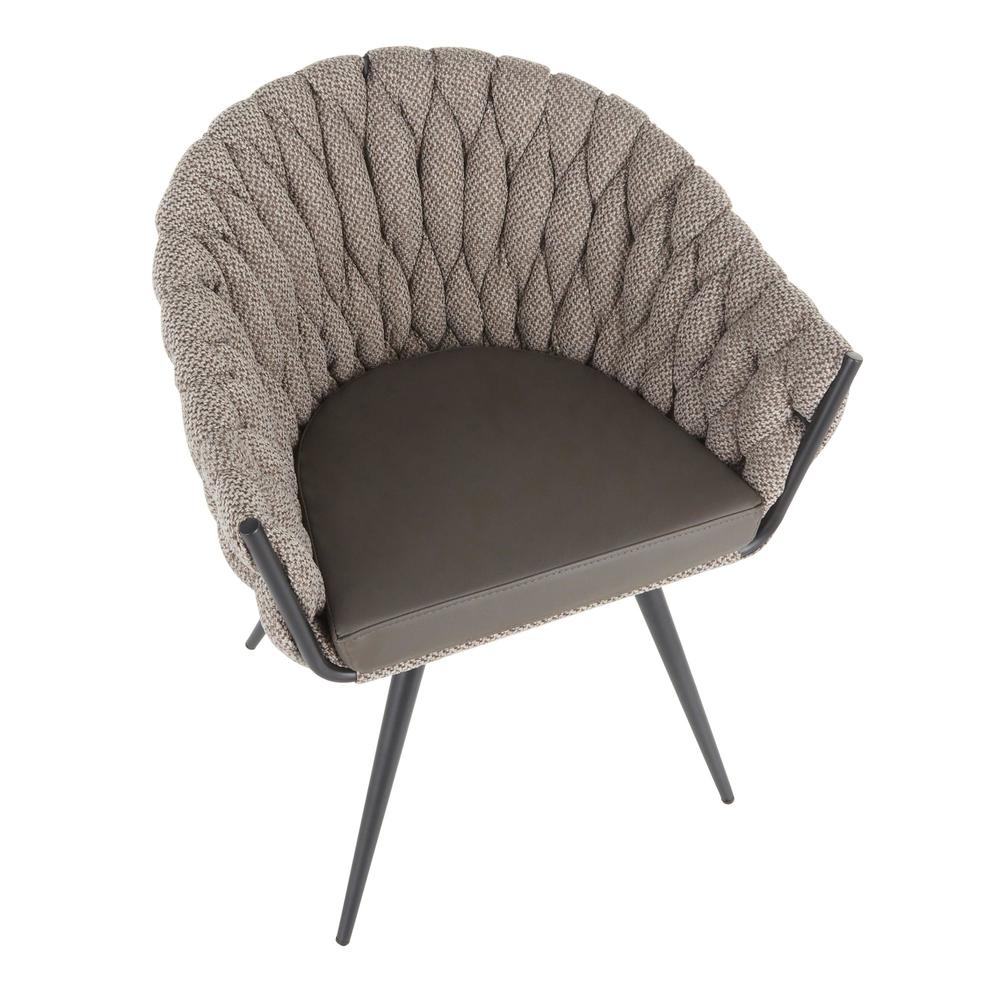 Black Frame, Grey PU, Grey Fabric Braided Matisse Chair. Picture 6