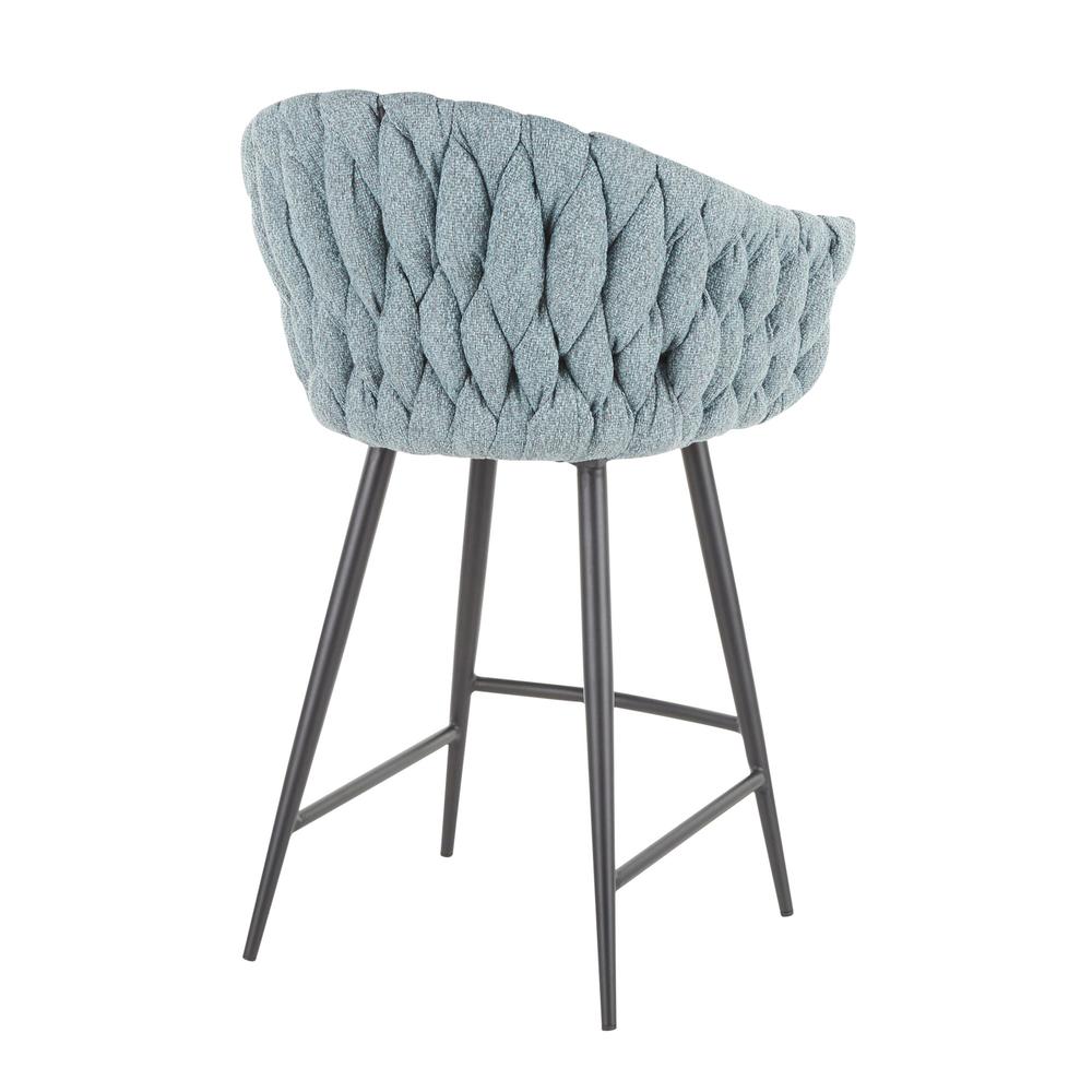 Black Metal, Grey PU, Blue Fabric Braided Matisse Counter Stool. Picture 3