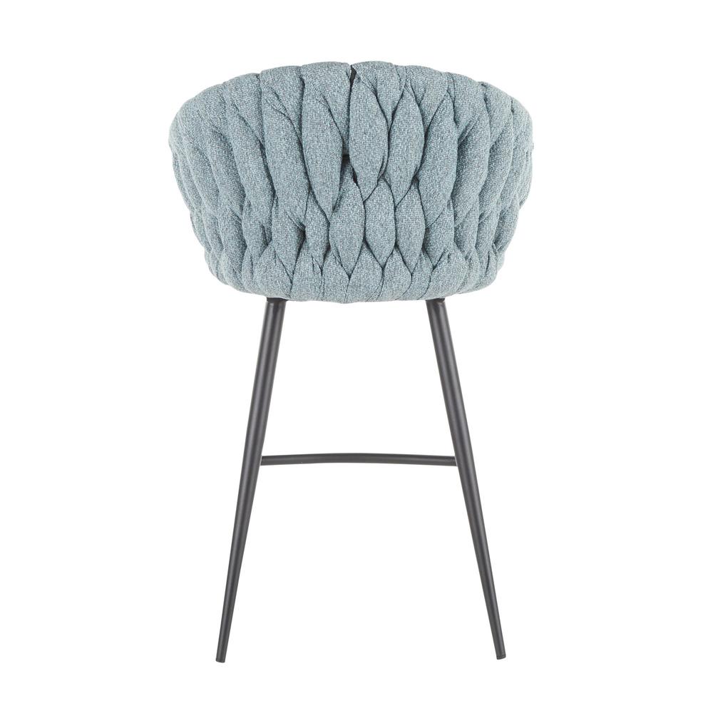 Black Metal, Grey PU, Blue Fabric Braided Matisse Counter Stool. Picture 4