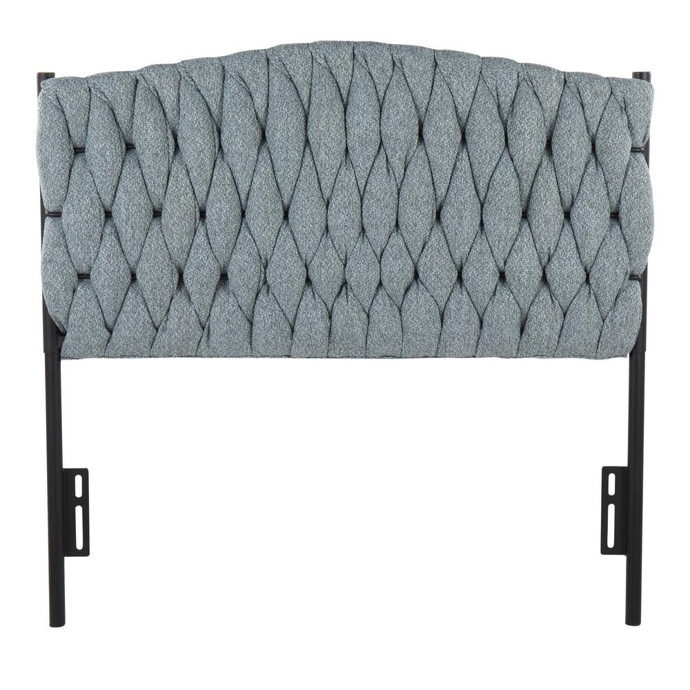 Black Metal, Blue Fabric Braided Matisse Twin Headboard. Picture 3