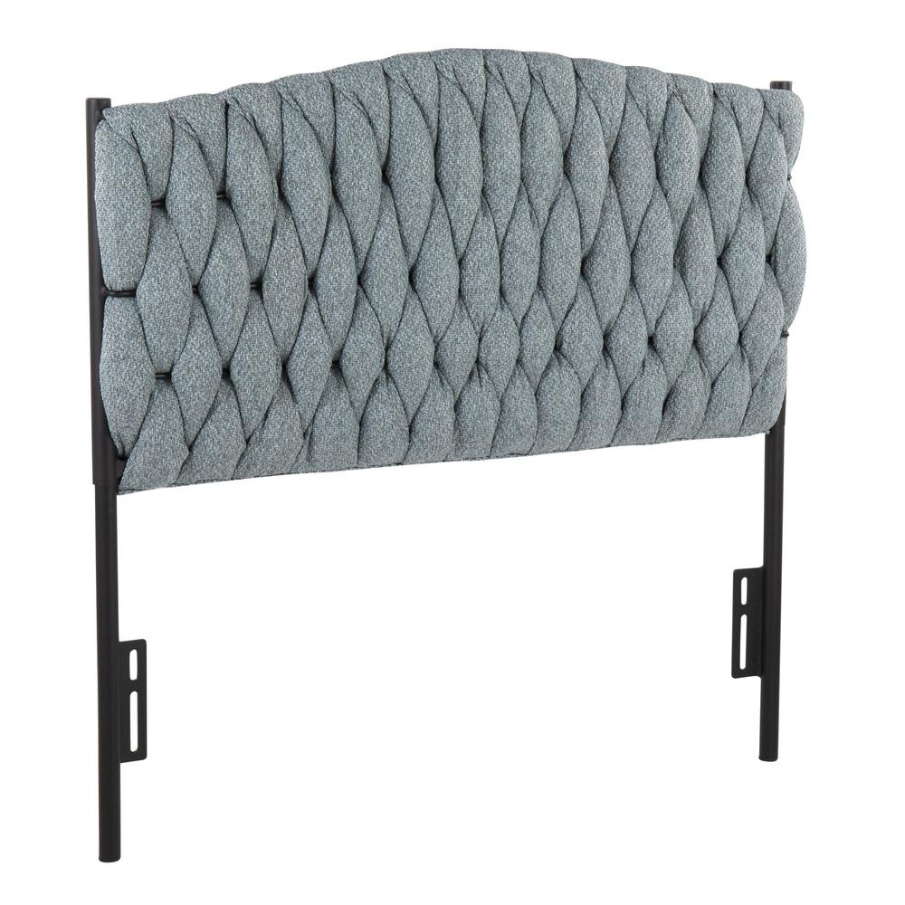 Black Metal, Blue Fabric Braided Matisse Twin Headboard. Picture 1