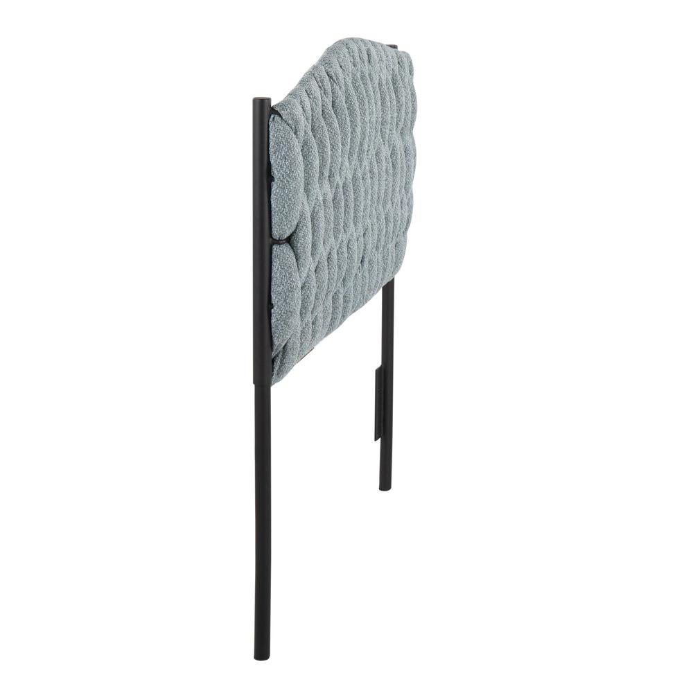 Black Metal, Blue Fabric Braided Matisse Twin Headboard. Picture 2